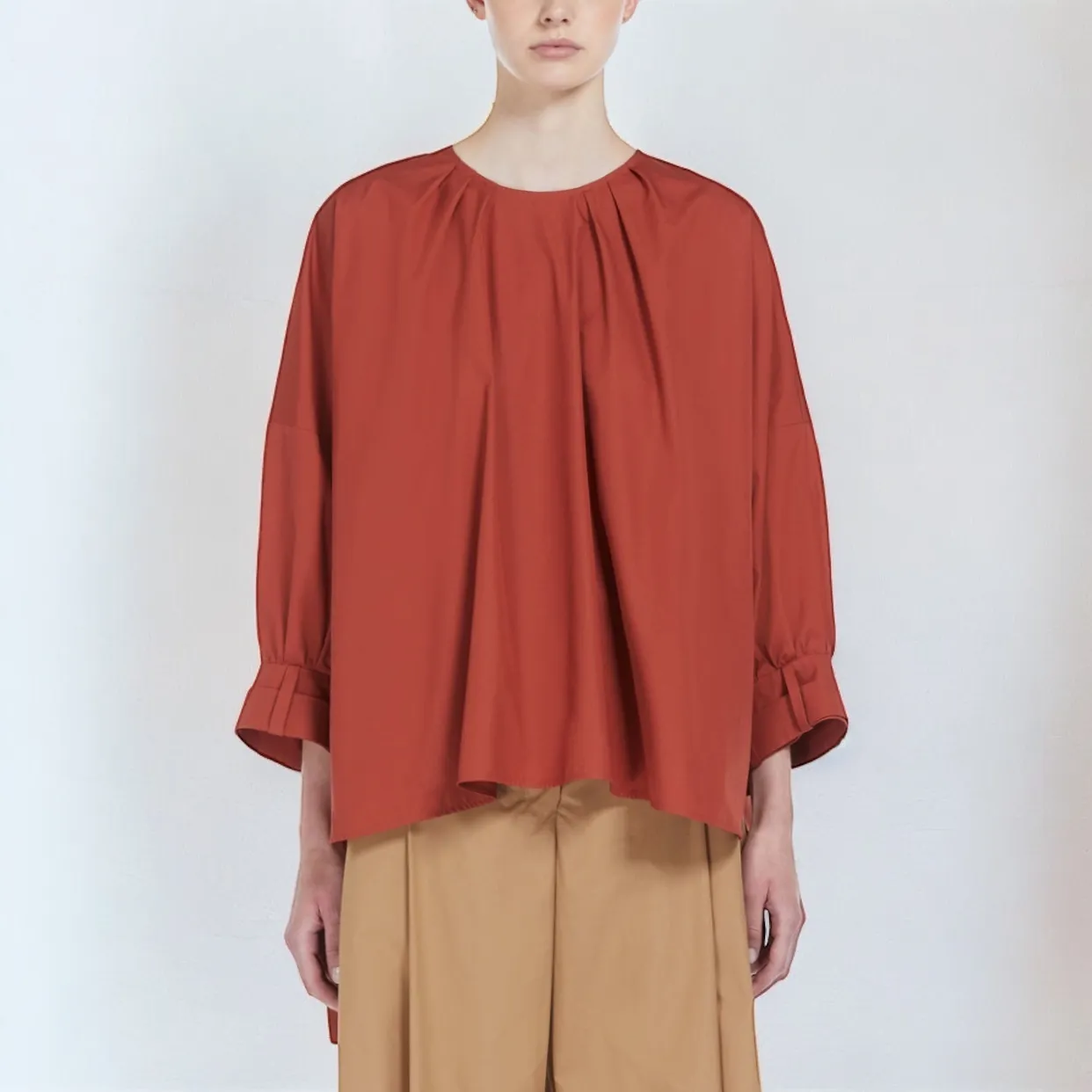 S Max Mara  |Cropped Plain Cotton Office Style Oversized Elegant Style