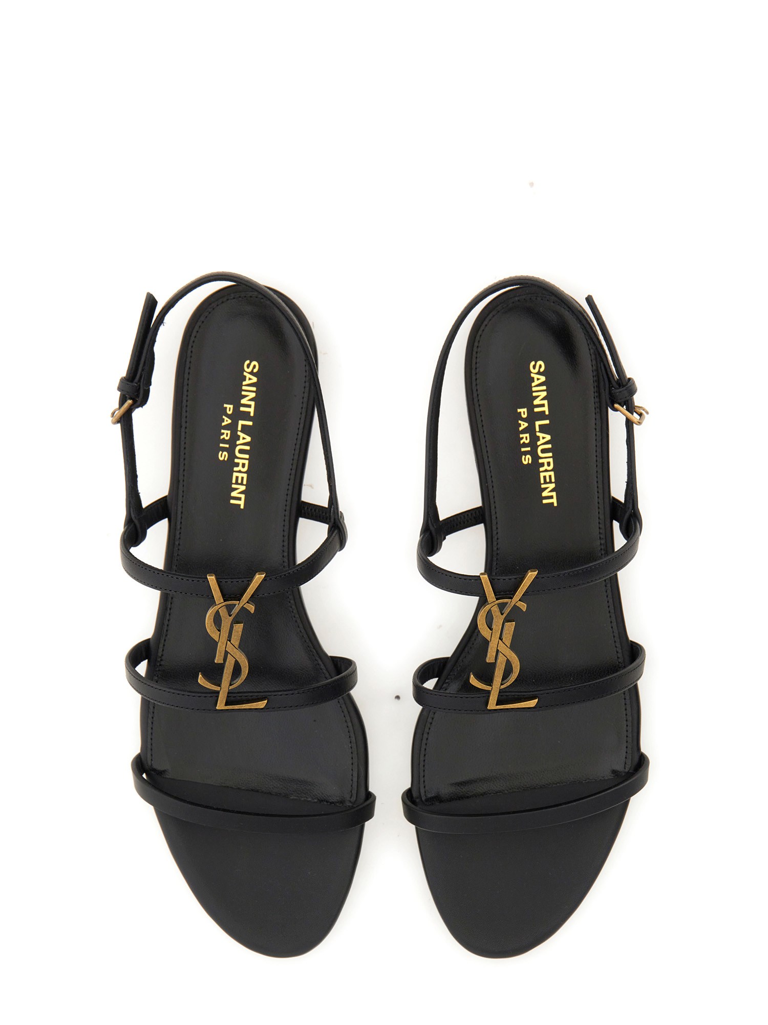 SAINT LAURENT    CASSANDRA LEATHER FLAT SANDALS