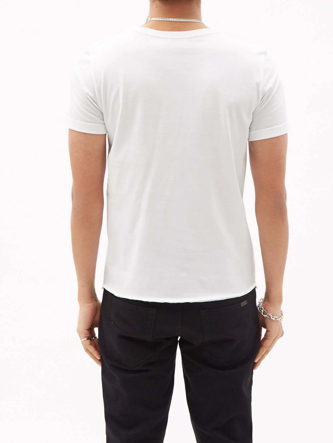 Saint Laurent  |Crew Neck Unisex Street Style Bi-color Plain Cotton