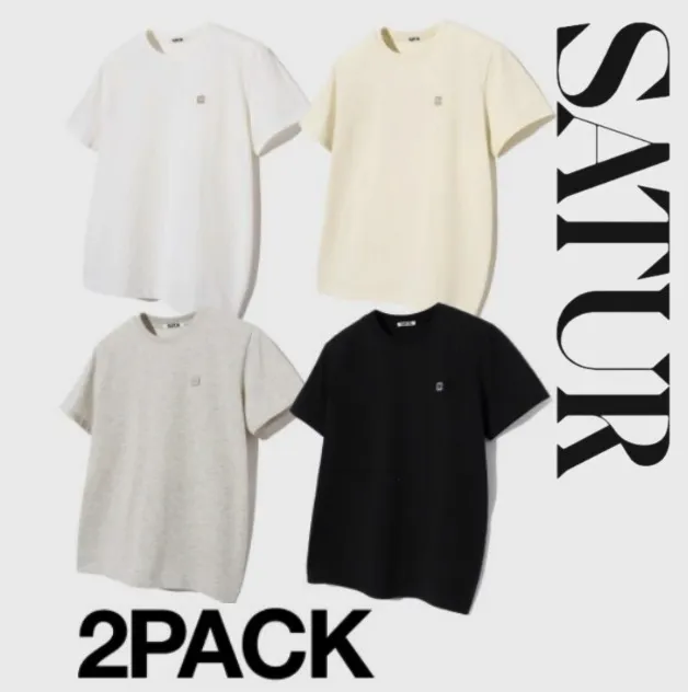 SATUR  |Unisex U-Neck Oversized Logo T-Shirts