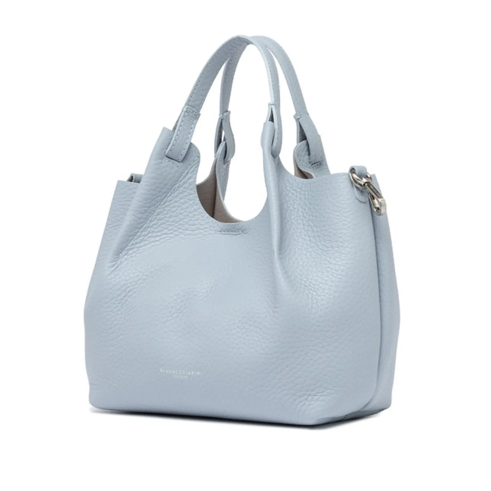 Shopper piccola in pelle azzurro cielo