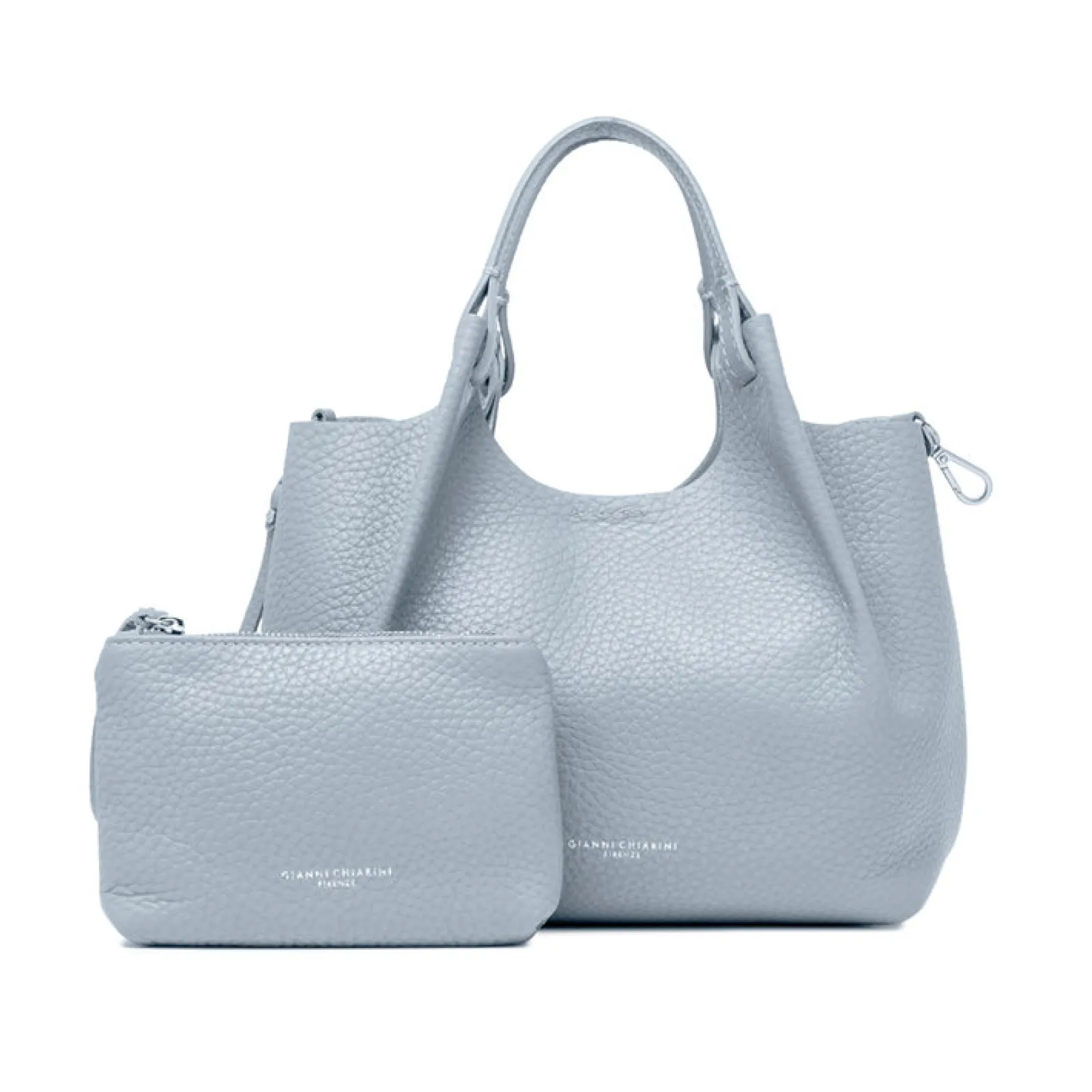 Shopper piccola in pelle azzurro cielo