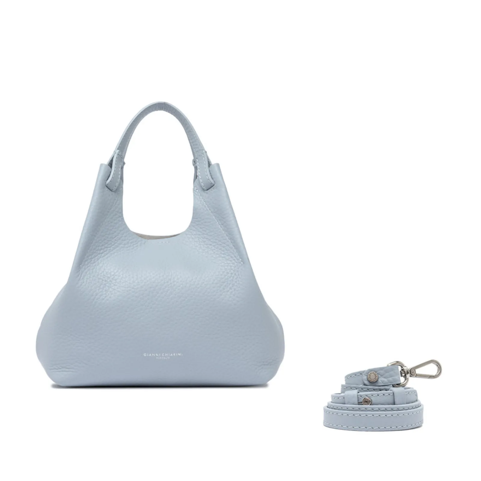 Shopper piccola in pelle azzurro cielo