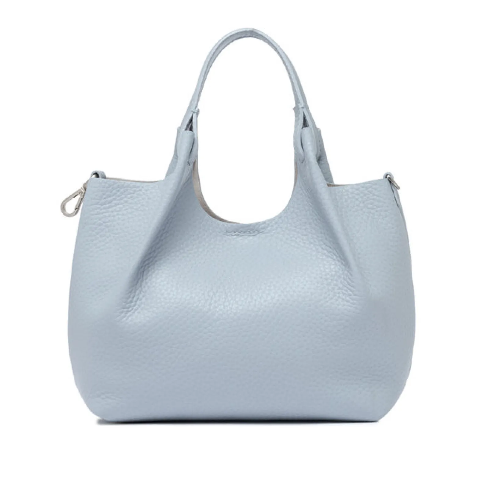 Shopper piccola in pelle azzurro cielo