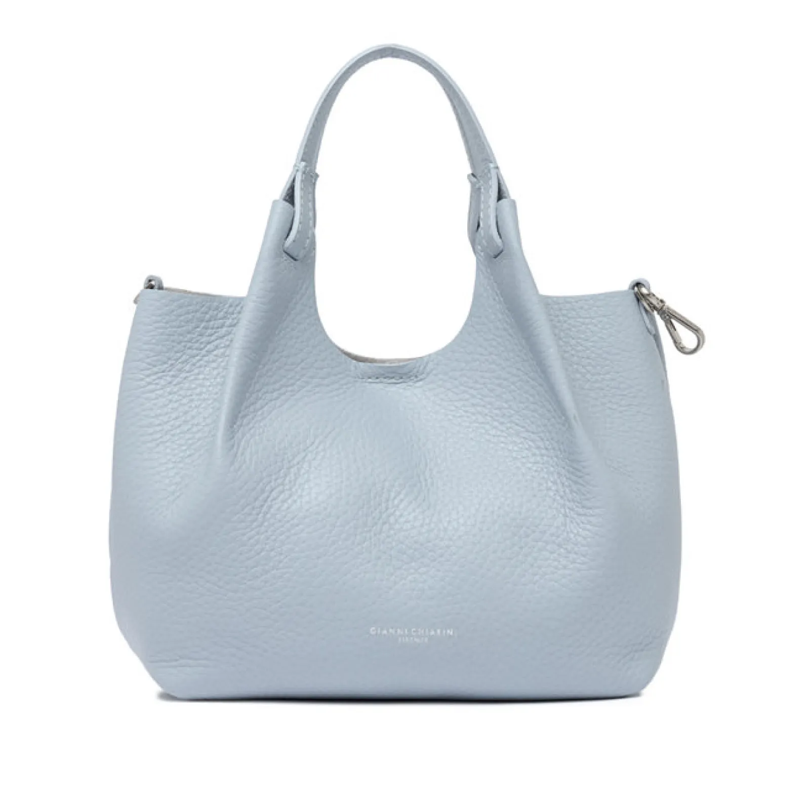 Shopper piccola in pelle azzurro cielo