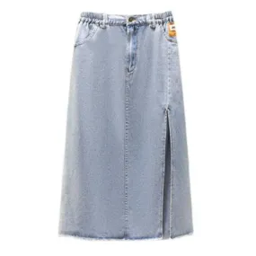 Straight Denim High Waist Women Maxi Skirts Mid Length Solid Long Loose Bottoms Jean Skirts