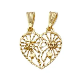 Te amo heart pendant in 18k of gold layering