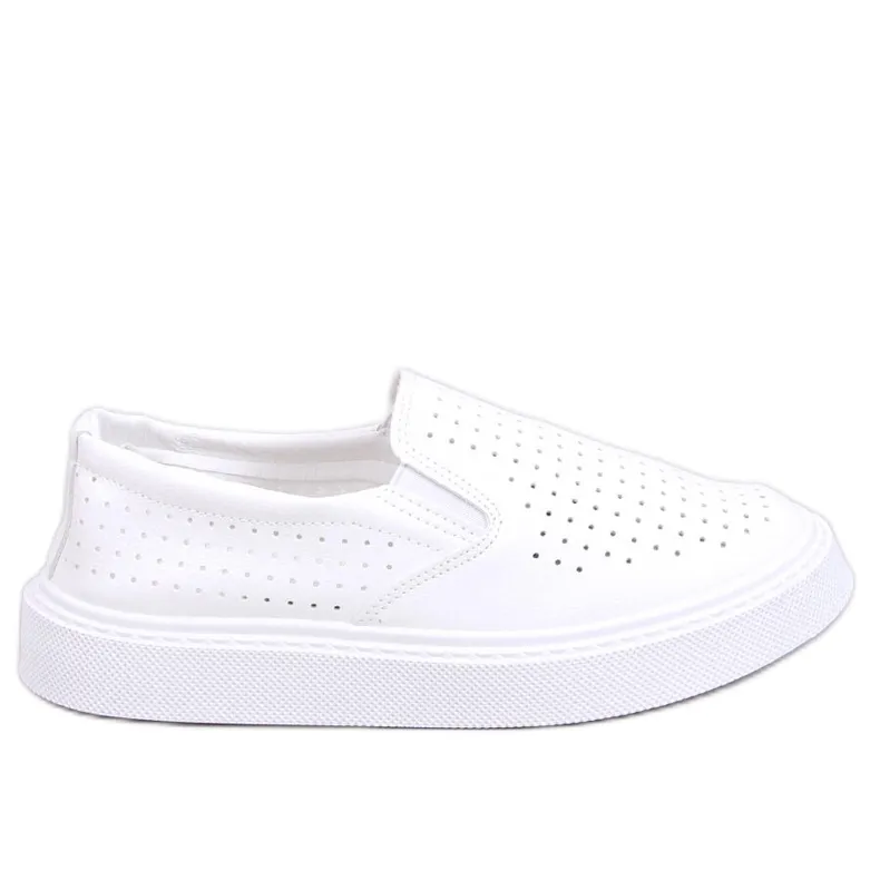 Towns White openwork slip-on sneakers