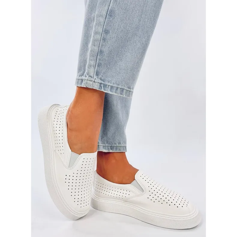 Towns White openwork slip-on sneakers