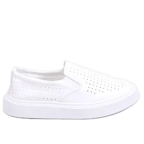 Towns White openwork slip-on sneakers