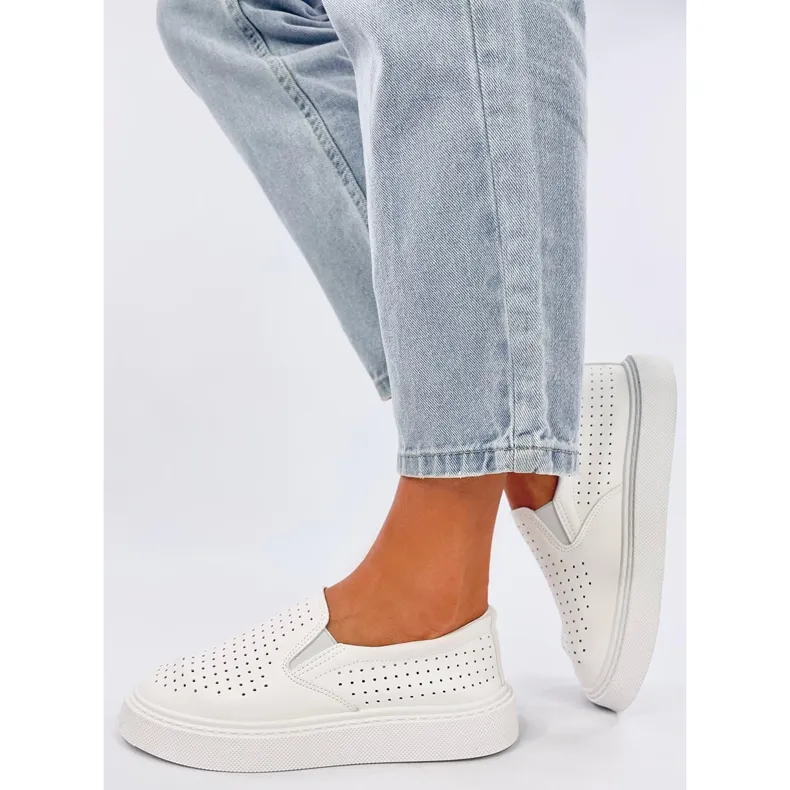 Towns White openwork slip-on sneakers