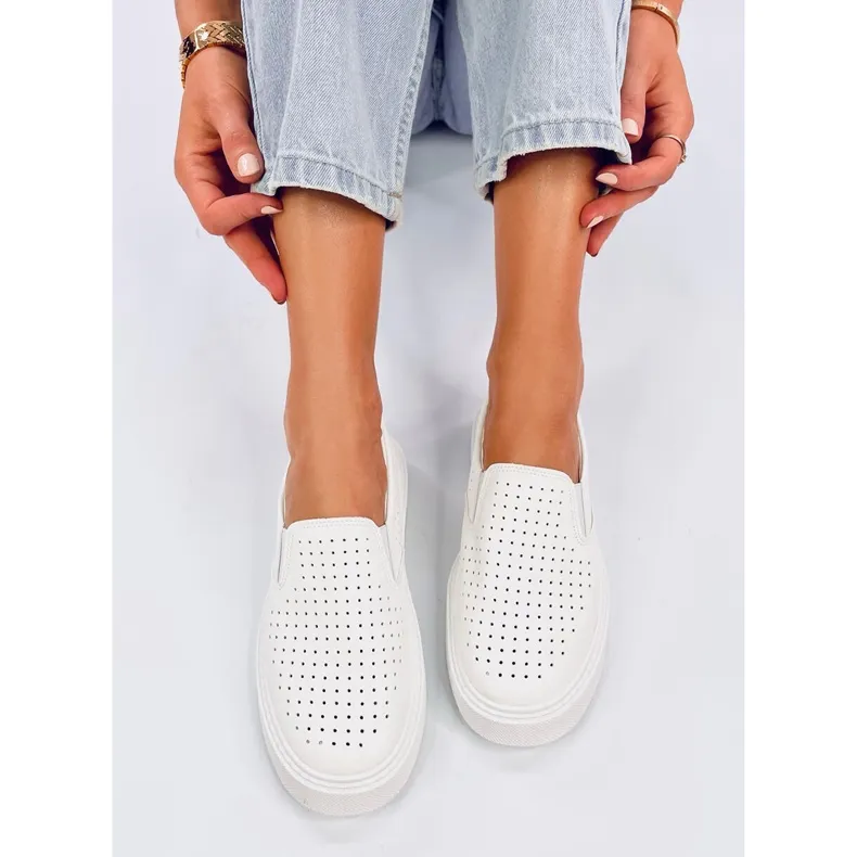 Towns White openwork slip-on sneakers