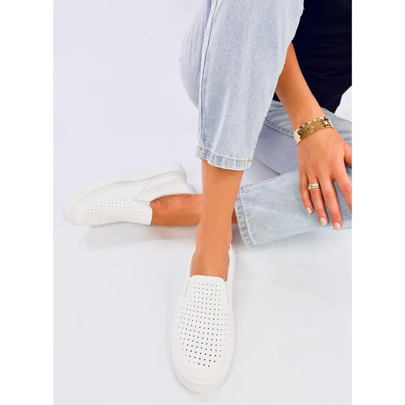 Towns White openwork slip-on sneakers