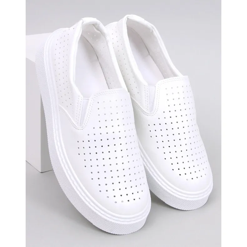 Towns White openwork slip-on sneakers