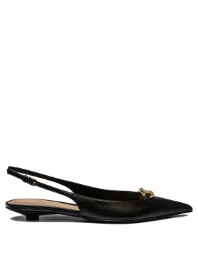 VALENTINO GARAVANI Black Leather Slingback Ballet Flats for Women - SS24 Collection