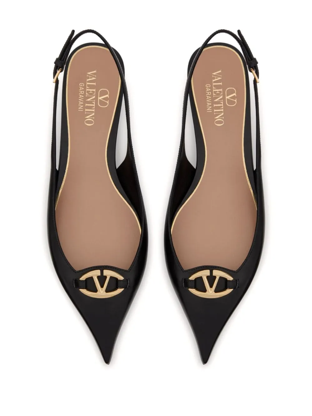 VALENTINO GARAVANI Black Leather Slingback Ballet Flats for Women - SS24 Collection