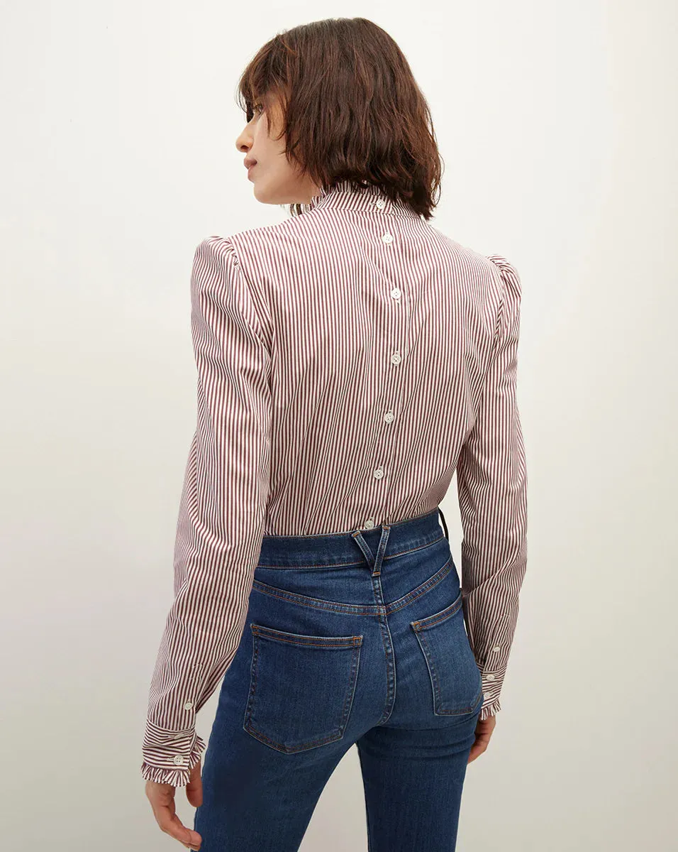 Veronica Beard - Alford Shirt - Dark Raspberry Off White