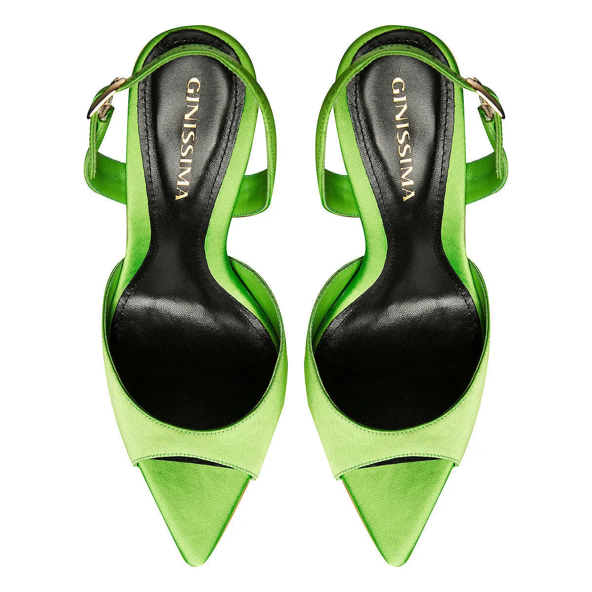 Vicky Green Grass Satin Sandals