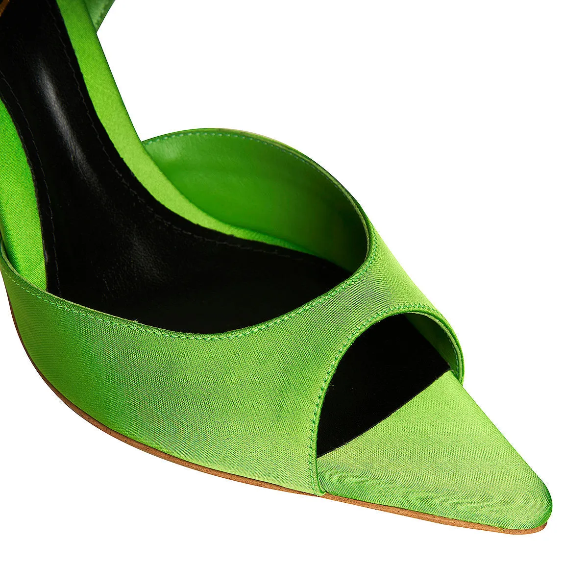 Vicky Green Grass Satin Sandals