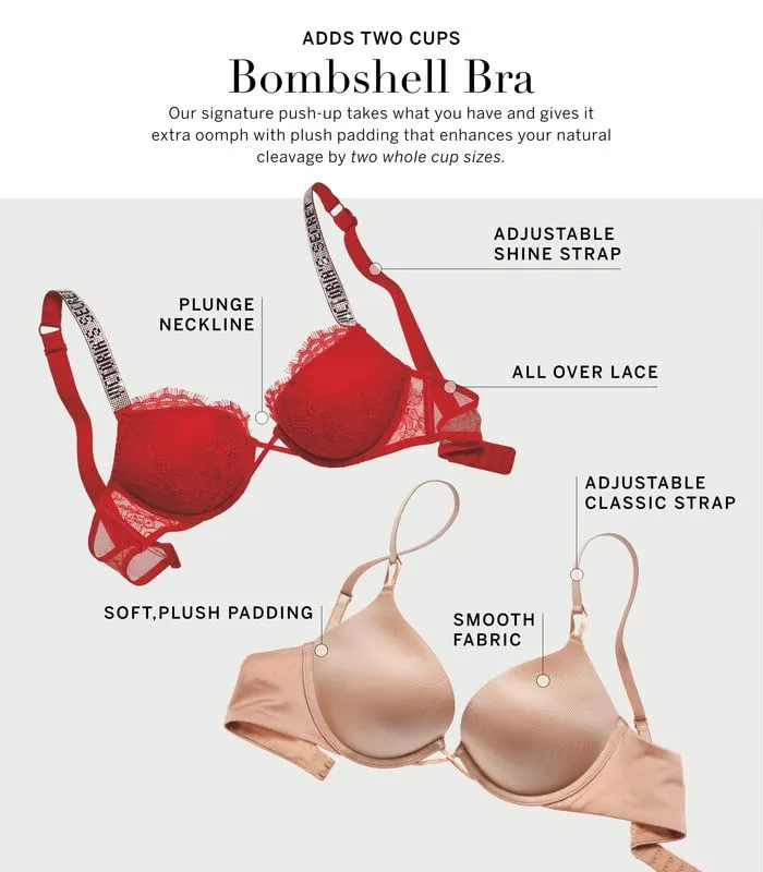 Victoria's Secret Bombshell Sexy Strap Push Up Bra, Add 2 Cups, Plunge Neckline, Bras for Women, Very Sexy Collection, Animal (3