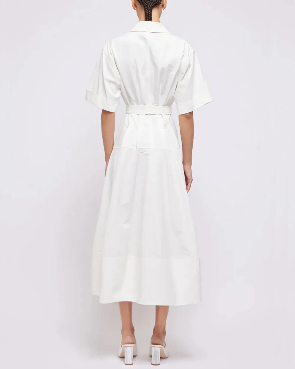 White Belted Deanna Midi Dress