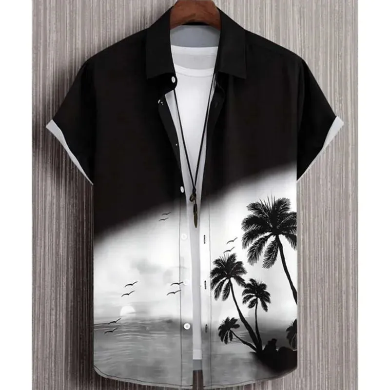 Xituodai Hawaiian Men'S Shirt 3d Gradient Printing Loose Oversized Shirts And Blouses High-Quality Men'S Clothing Beach Party Sw